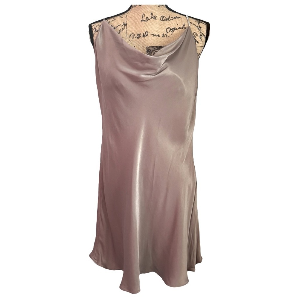 Zara Satin Mini Dress in Taupe